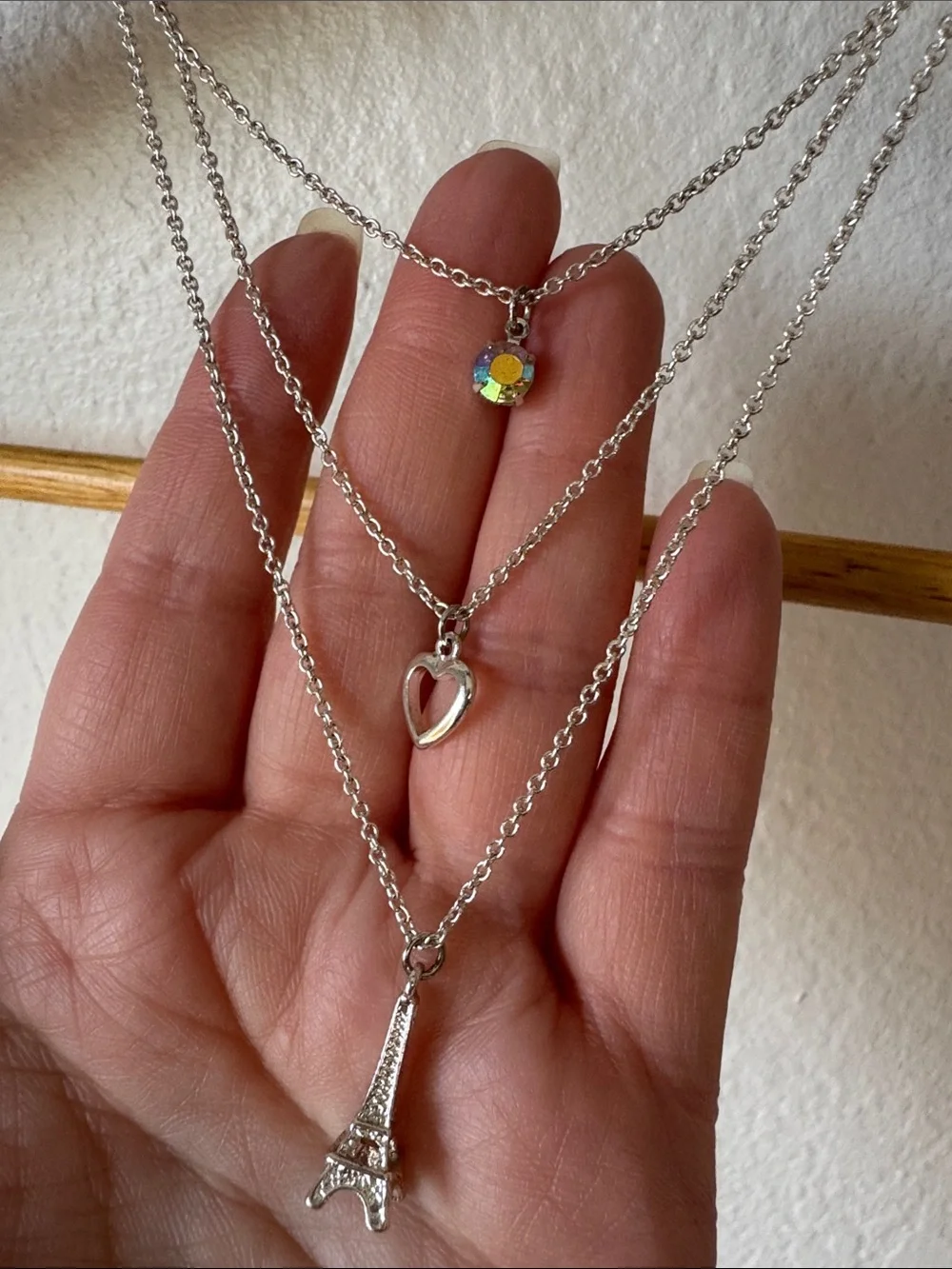 Silver‎ Tone Three Layer Necklace